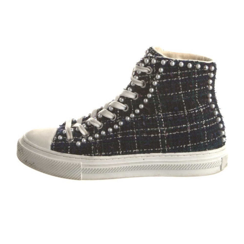 Stuart Weitzman Black Tweed High-Top Sneakers